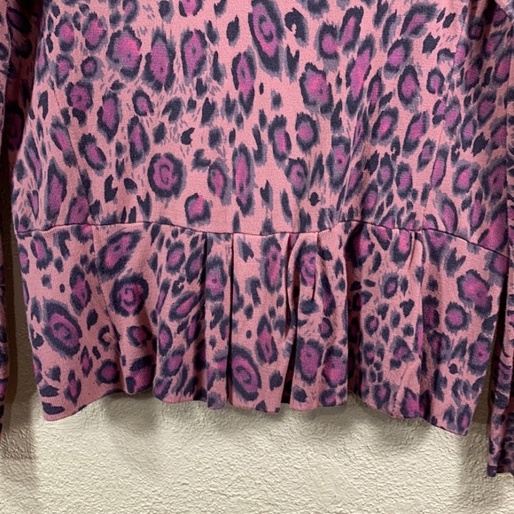 Boston Proper Sweater Open Cardigan S Animal Print Pink Purple Gray - Picture 10 of 14